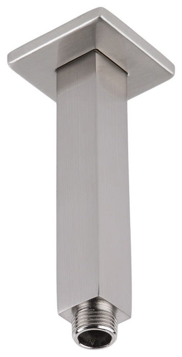Ceiling Mount Square Shower Arm With Flange Cover by SereneDrains, Brushed Satin, 6"