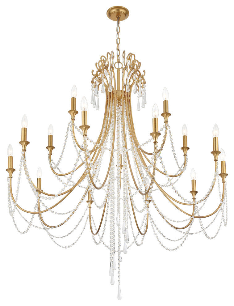Arcadia 15 Light Antique Gold Chandelier