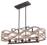 Coastal 5-Light Distressed Wood Chandelier Kitchen Island Pendant Light, Distressed