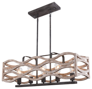 Coastal 5-Light Distressed Wood Chandelier Kitchen Island Pendant Light, Distressed