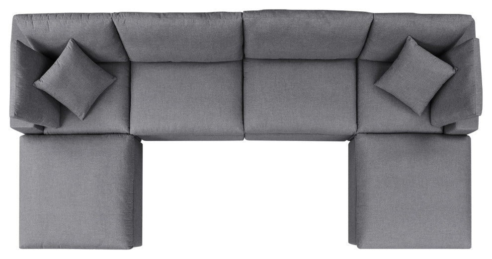 Modular Lounge Sectional Deep Sofa Set, Sunbrella, Gray, Modern, Outdoor