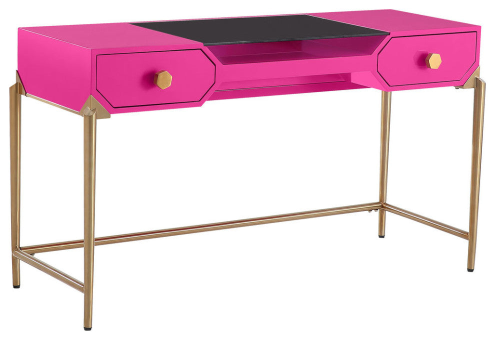 TOV Furniture Bajo Pink Lacquer Desk