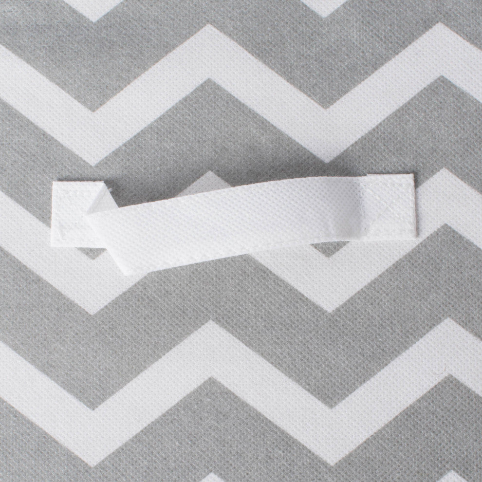 Nonwoven Polyester Cube Chevron Gray Square 13"x13"x13", Set Of 2