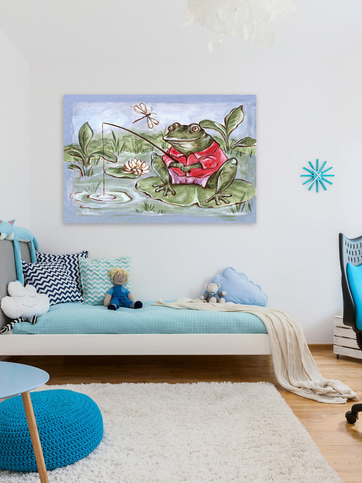 Marmont Hill, "Freddie Gone Fishing" by Reesa Qualia on Wrapped Canvas, 18x12