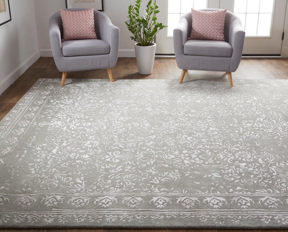 Weave & Wander Khalo Wool Rug, Gray/Silver, 10' X 14'