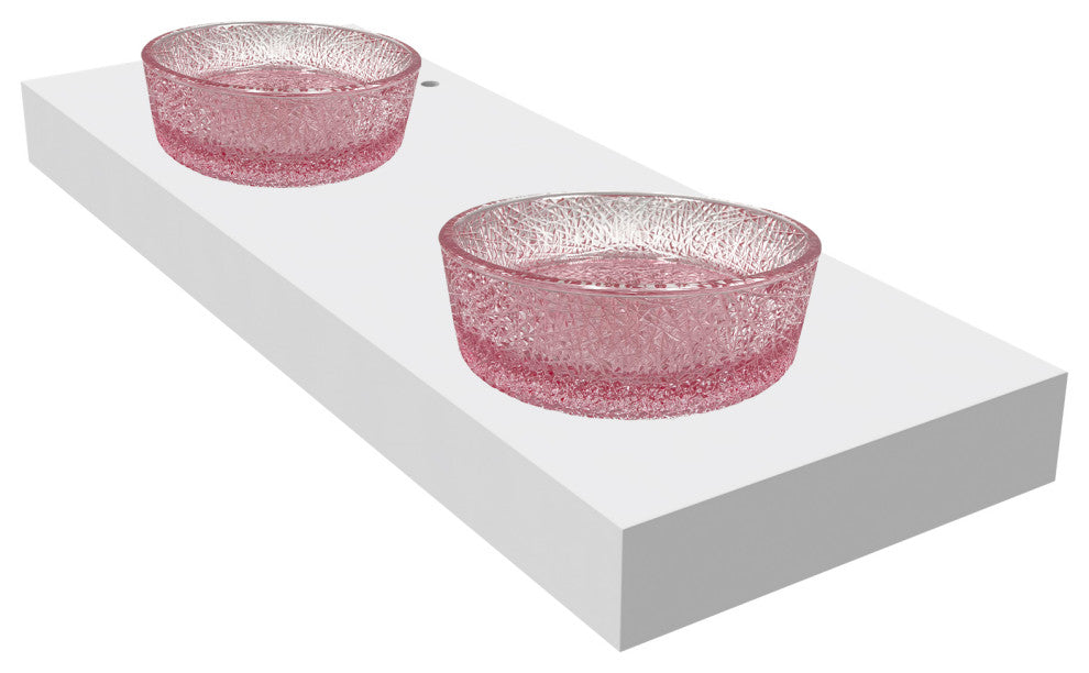 Stadium Round Crystal Sinks With White Base, Pink Champagne, 14", 60" Countertop