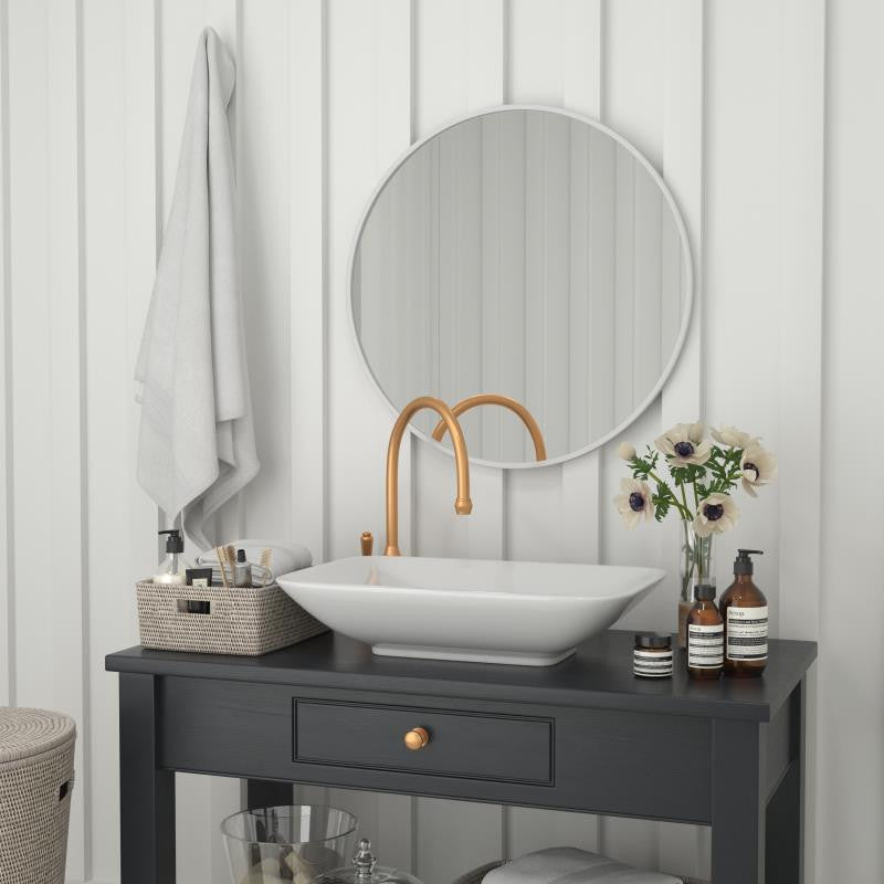 Julianne Round Metal Framed Wall Mirror, Silver, 30"