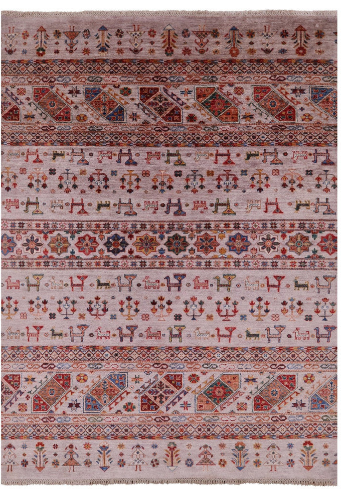 5' 8" X 7' 8" Persian Gabbeh Tribal Hand Knotted Rug Q7543