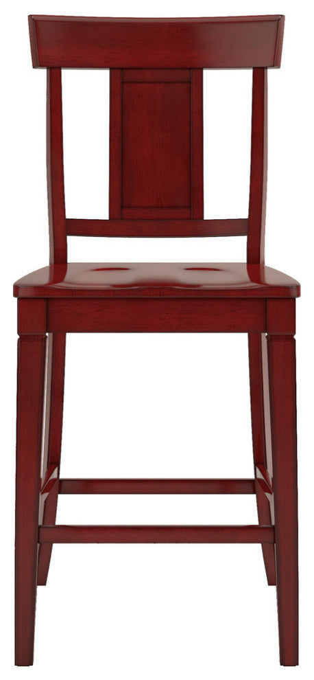 Arbor Hill Panelled Back Counter Chair, Set of 2, Berry Red