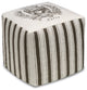 Paris Crest Linen Upholstered Ottoman, Gray
