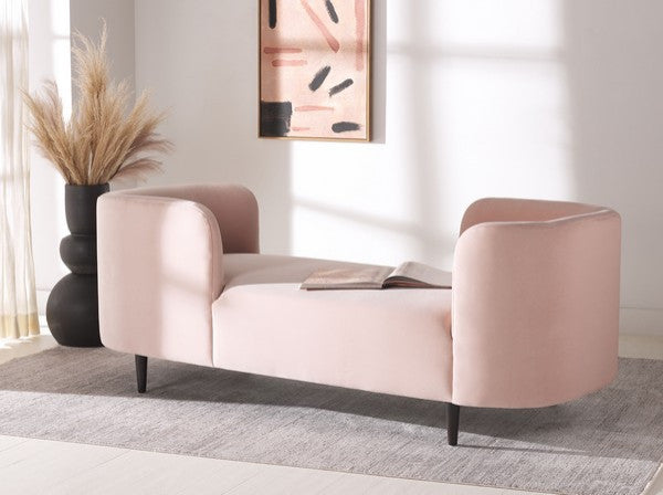 Safavieh Couture Frieda Velvet Tete A Tete Chair, Light Pink