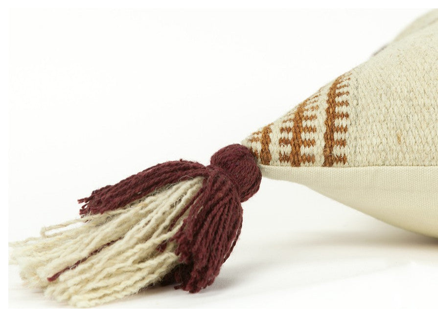 Cream Accent Striped Boho Chic Lumbar Pillow