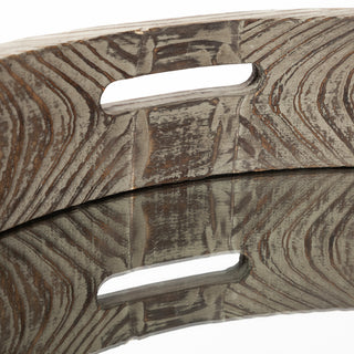 Whittier Brown Wood With Mirrored Base Round Tray, Large