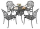 All-Weather 5-Piece Patio Bistro Table Set With Umbrella Hole Black
