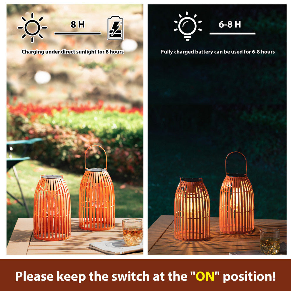 Metal Woven Solar Powered Hanging Lantern, 2-Piece Set