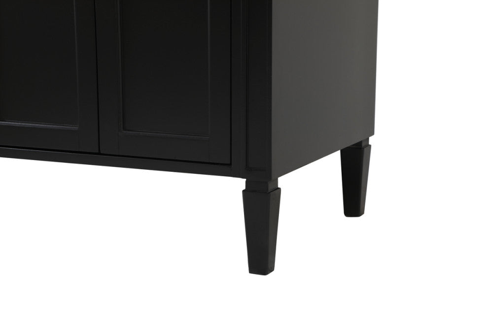 Home Living Vanity with Carrara White Marble Countertop, Black, 60", Double Sink