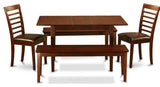 5 Pc Kitchen Nook Dining Set - Table Plus 2 Dining Table Chairs And 2 Benches