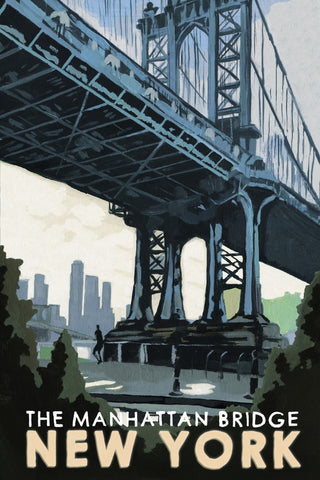 "Manhattan Bridge" Painting Print on Wrapped Canvas, 12x18