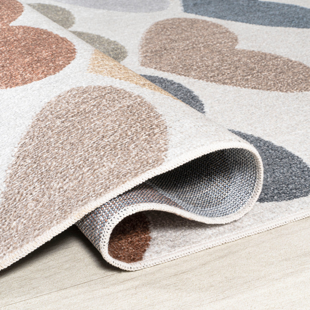 Dila Modern Hearts Machine-Washable Area Rug, 2 X 8