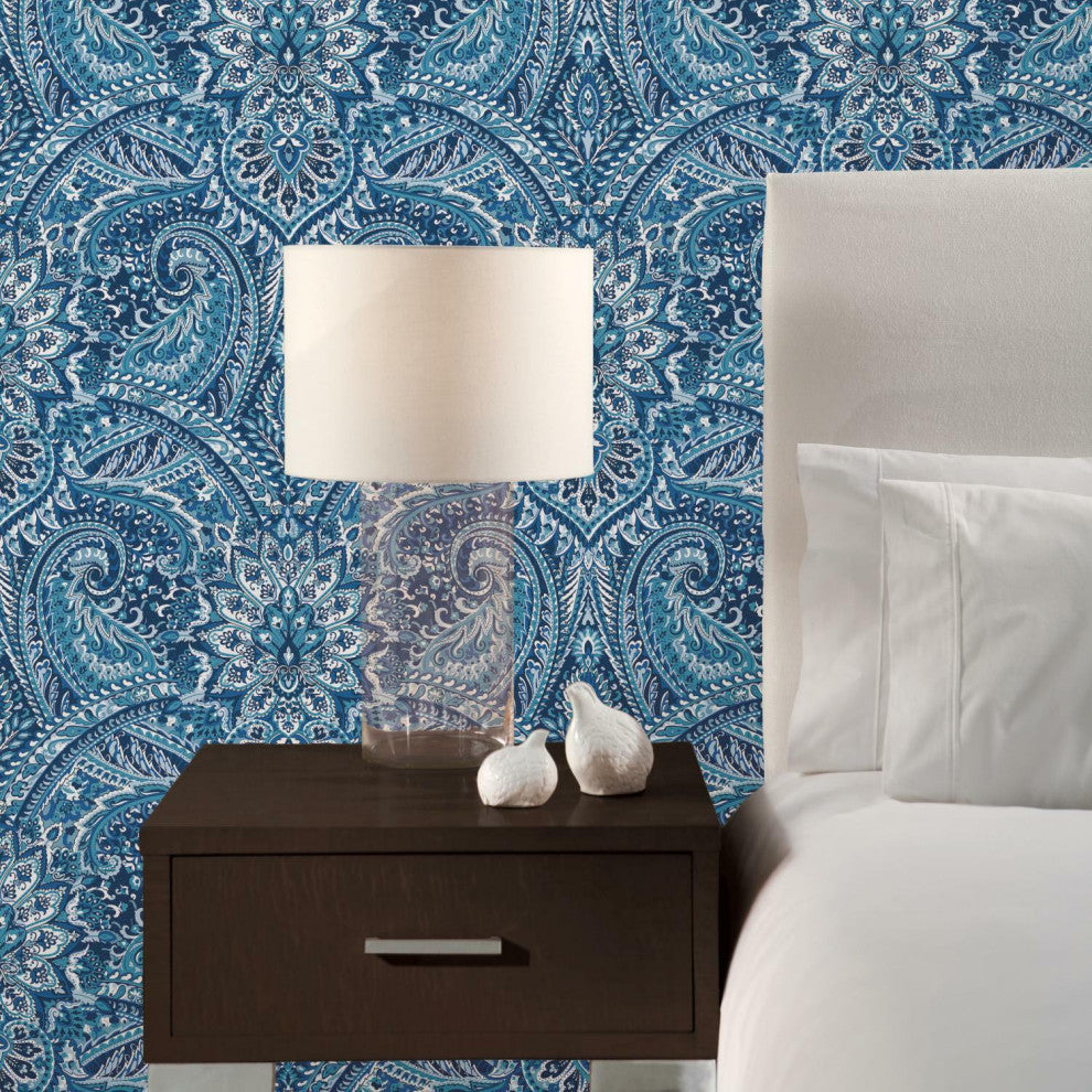 Blue & Grey Swept Away Peel & Stick Wallpaper