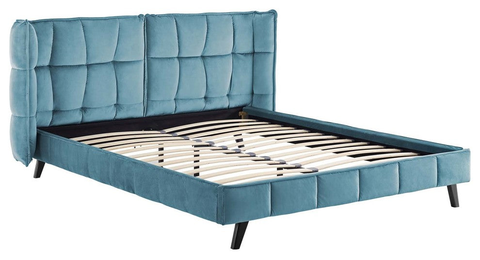 Sea Makenna Queen Performance Velvet Platform Bed