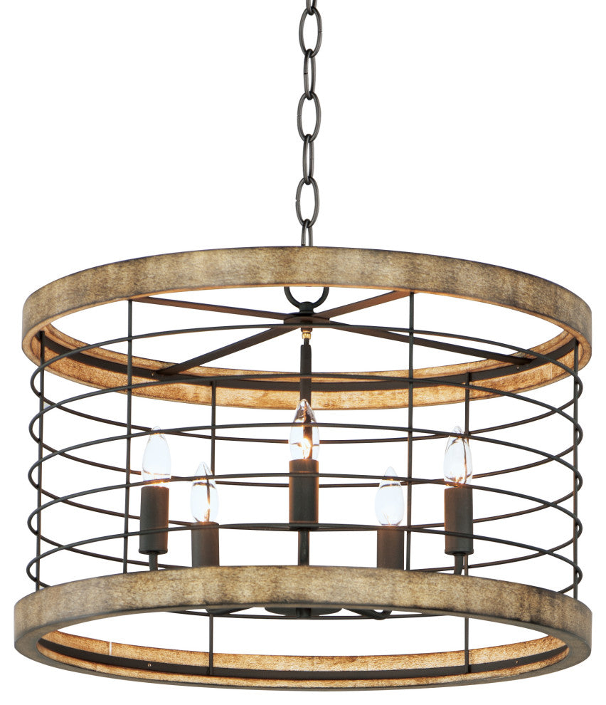 Maxim Lighting Homestead 24" 5-Light Chandelier, Driftwood/Black, 12515DWBK