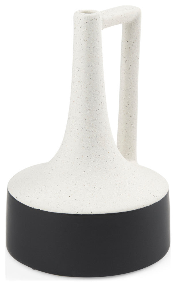 Burton 11.6H Medium White and Black Ceramic Jug Vase