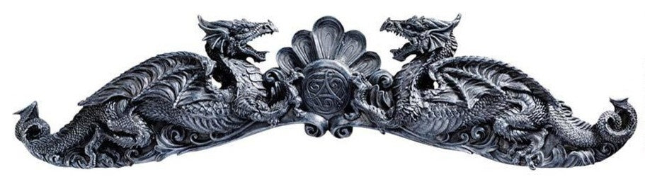 18Th Century Heraldic Dragons Sculptural Door Wall Pediment Decor