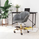 Computer Chair, Faux Vinyl Leather, Steel, Gray, Gold, Business Office