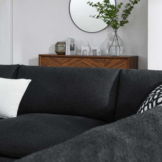 Commix Down Filled Overstuffed Boucle Fabric 5-Piece Sectional Sofa, Black