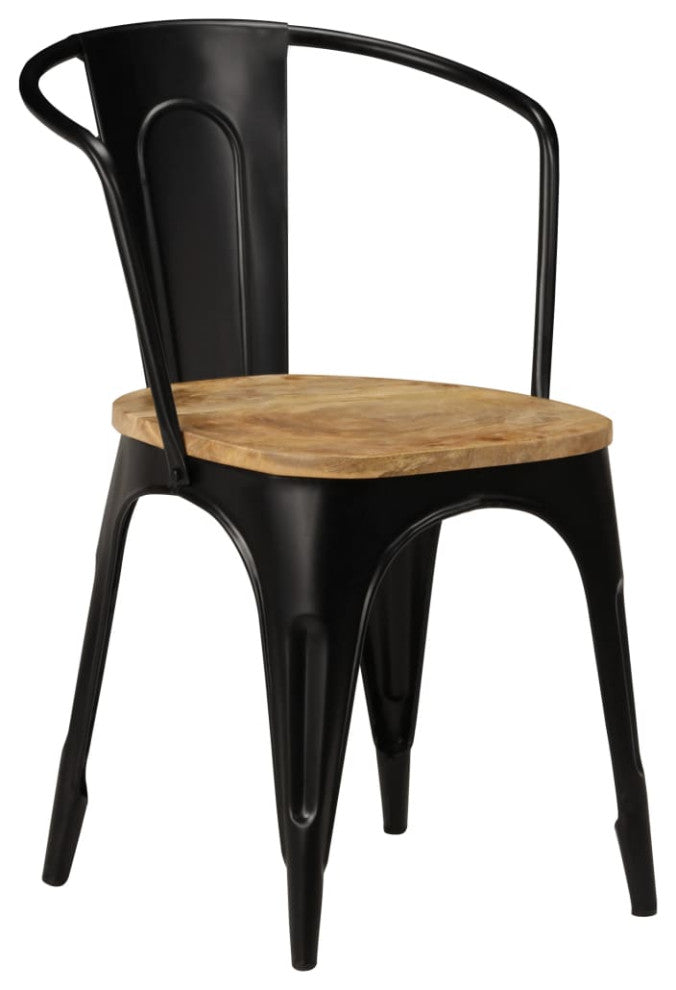 vidaXL Dining Chairs 6 pcs Black Solid Mango Wood