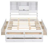 Gewnee win Size Wood Platform Bed with House-shaped Headboard in White