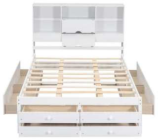 Gewnee win Size Wood Platform Bed with House-shaped Headboard in White