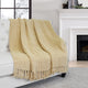 Space Yarn Knitted Throw, Light Camel, 60" X 80"