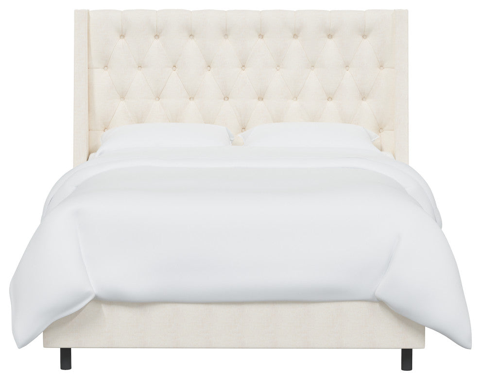 Wells King Tufted Wingback Bed, Zuma White