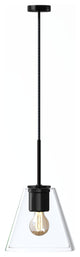 1-Light Dimmable Cone Glass Pendant, Black