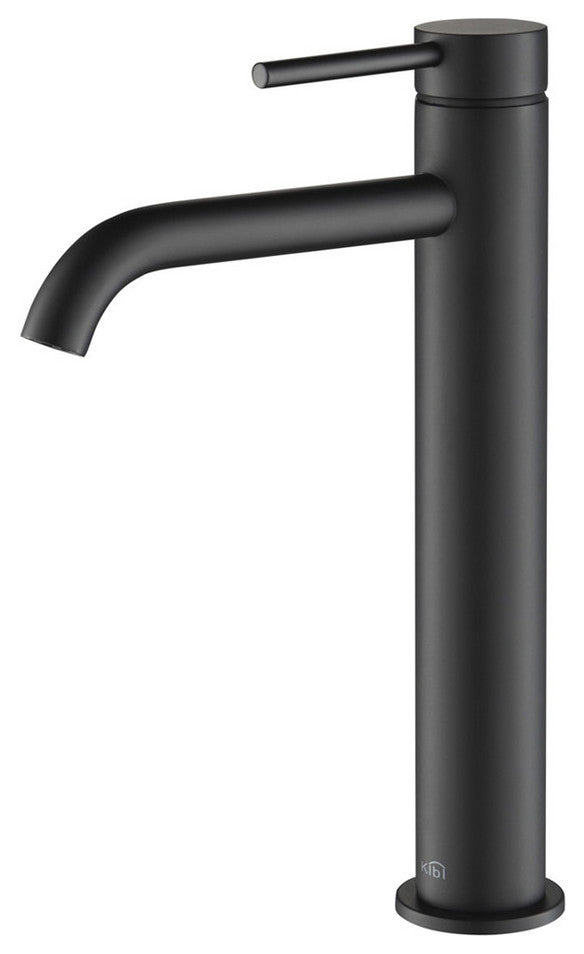 Circular Brass Single Handle Bathroom Faucet KBF1009, Matte Black, Without Drain