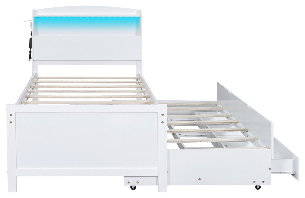 Gewnee Twin Size Platform Bed with Storage LED Headboard