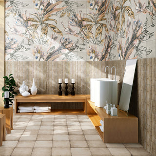 Bamboo Haven Sandy White Fluted Fluted Ceramic Wall Tile