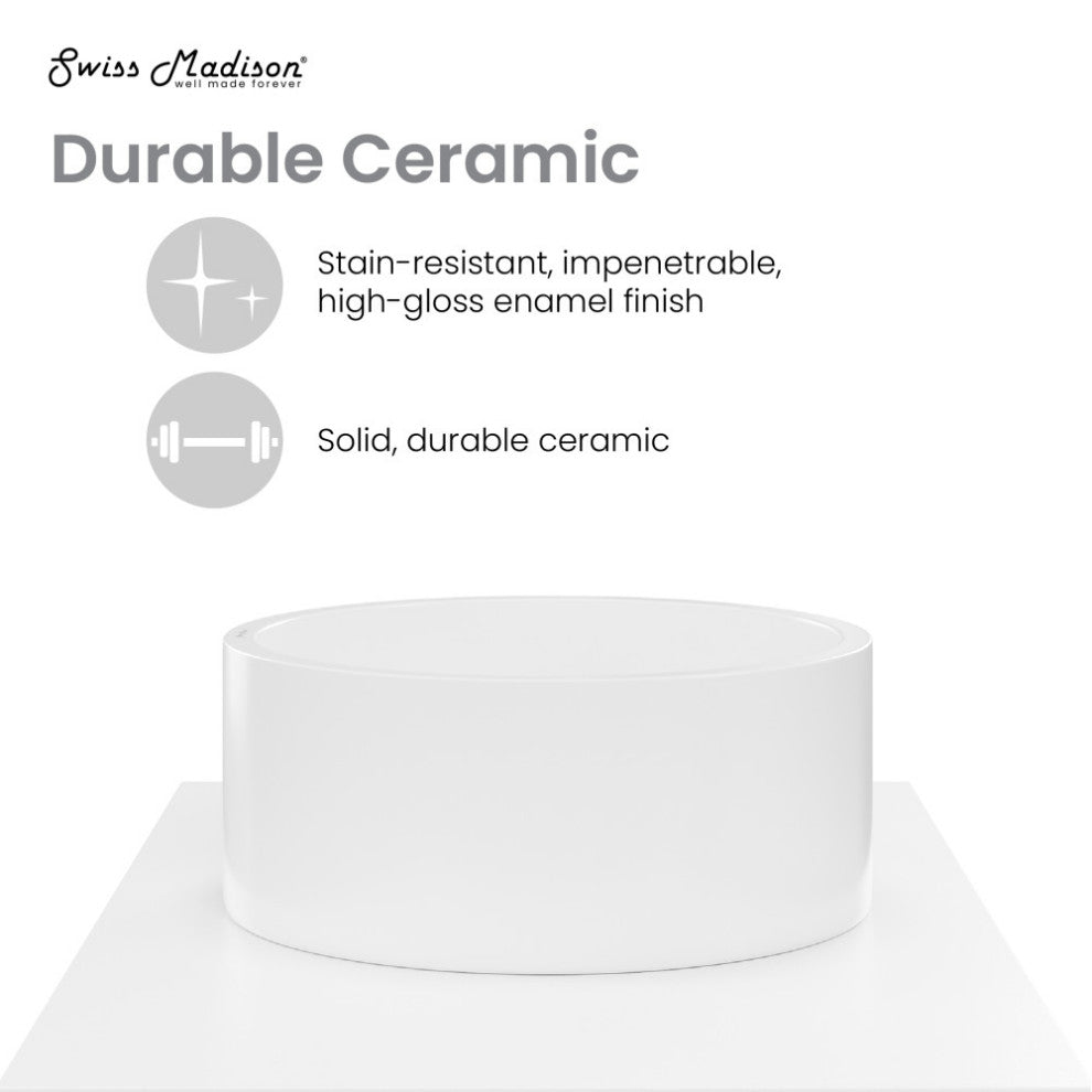 Monaco 36" Floating Bathroom Shelf With Vessel Sink, Glossy White