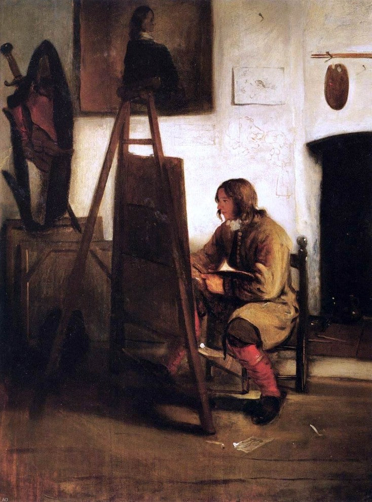 Barent Fabritius Young Painter in his Studio, 21"x28" Gallery Wrapped Canvas
