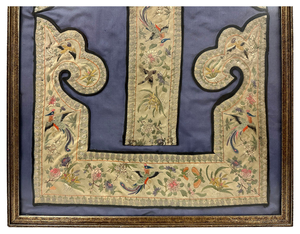 Consigned Antique Chinese Framed Groups of Textile Embroidery Pieces