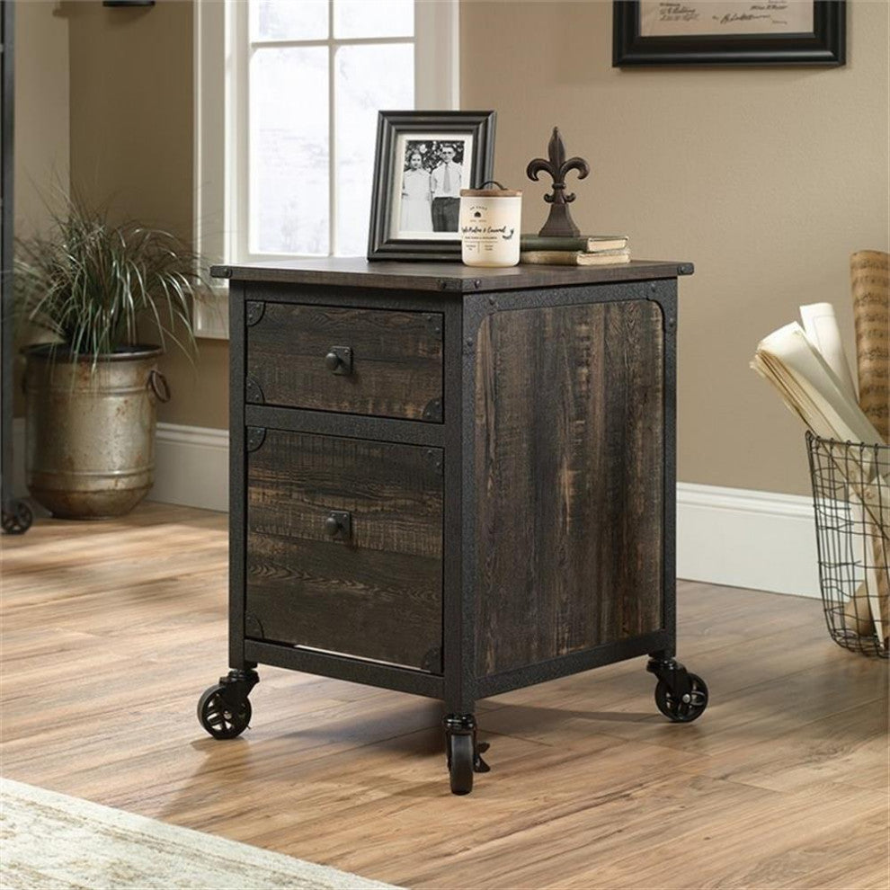 Pemberly Row 2Drawers Vertical Black Wood Filing Cabinet Easy Assembly