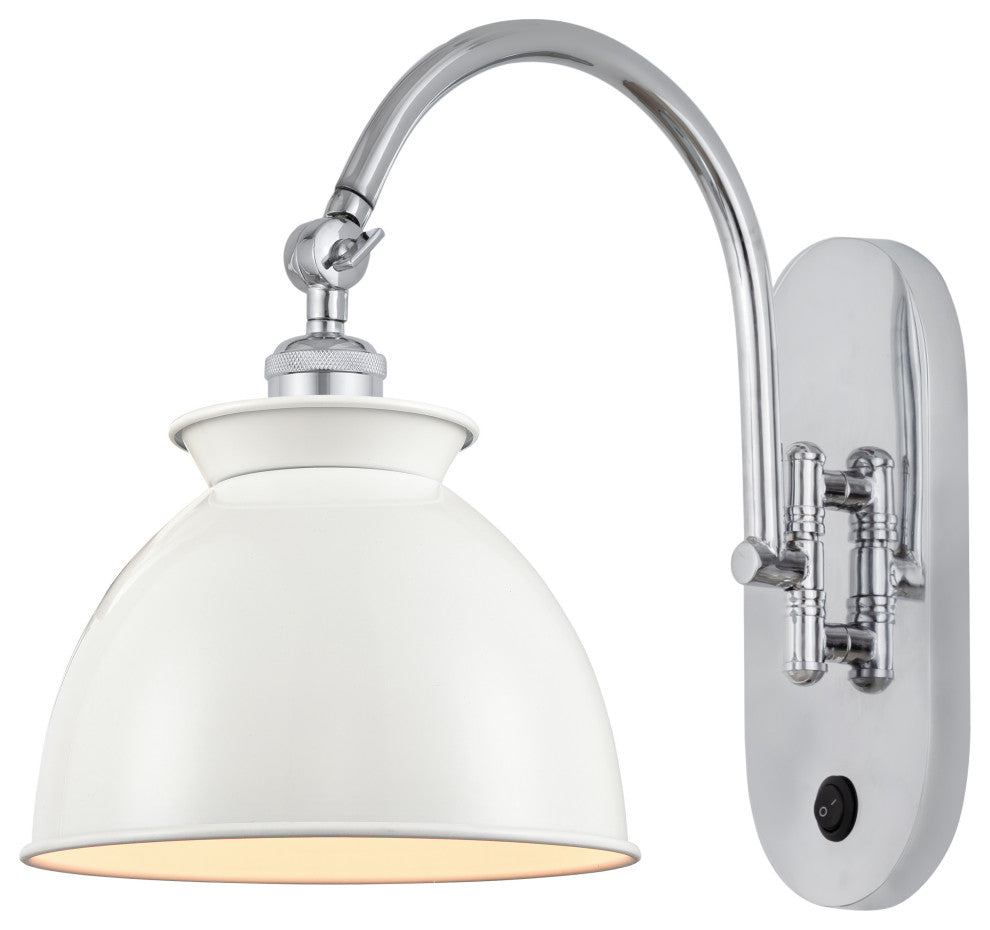 Adirondack Sconce, Polished Chrome, Glossy White, Incandescent