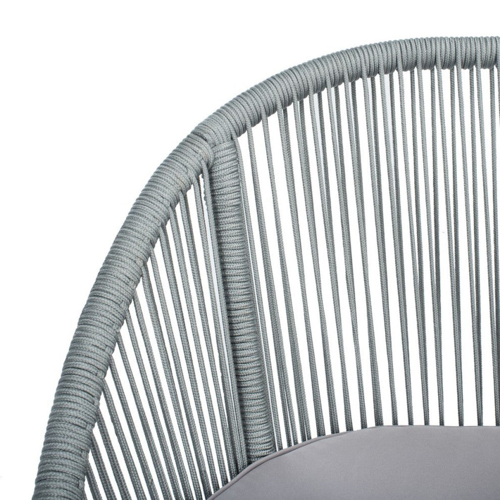 Safavieh Outdoor Halcott 4 Piece Living Set Grey Rope / Grey Cushion / Gold Legs