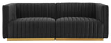 Conjure Channel Tufted Performance Velvet Loveseat, Gold Black