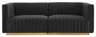 Conjure Channel Tufted Performance Velvet Loveseat, Gold Black