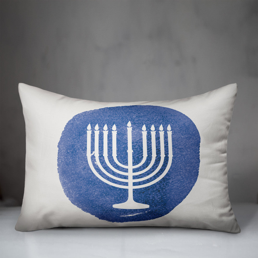 Watercolor Menorah 14"x20" Throw Pillow