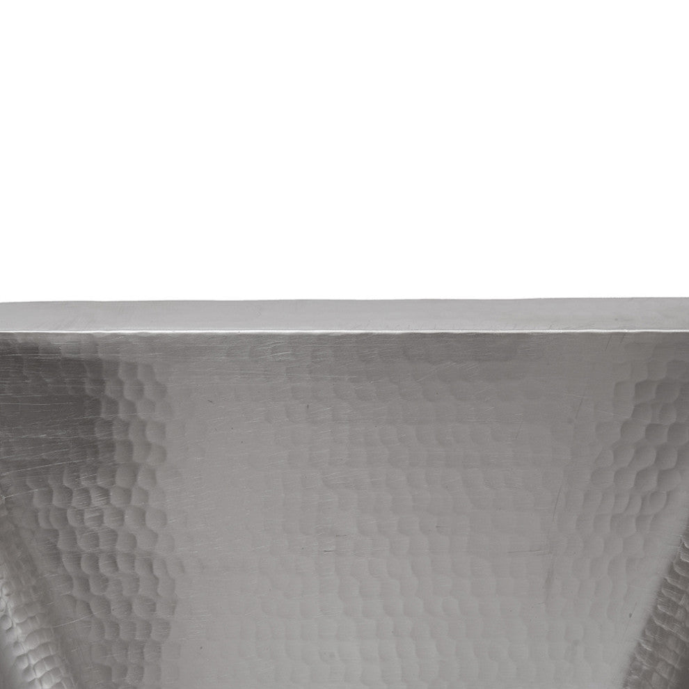 15" Square Hammered Copper Bar/Prep Sink, Nickel, 3.5" Drain Opening