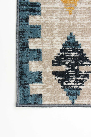 Aqua Mosaic Area Rug, Taupe/Blue, 5'x7'